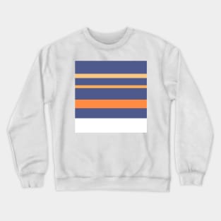 A lovely bind of Twilight, White, Sandy, Pale Orange and Royal Orange stripes. Crewneck Sweatshirt